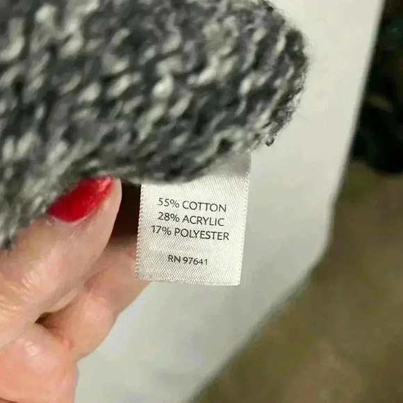 Pure Jill Womens Sweater Gray/White M Pullover Rolled Neck/Cuffs Casual Relaxed - Picture 7 of 10